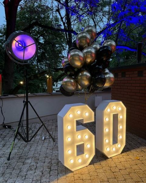 Przygotowanie dekoracji na imprezy i przyjęcia. Ścianki cekinowe, napisy okolicznościowe, cyfry urodzinowe, balony z helem personalizowane